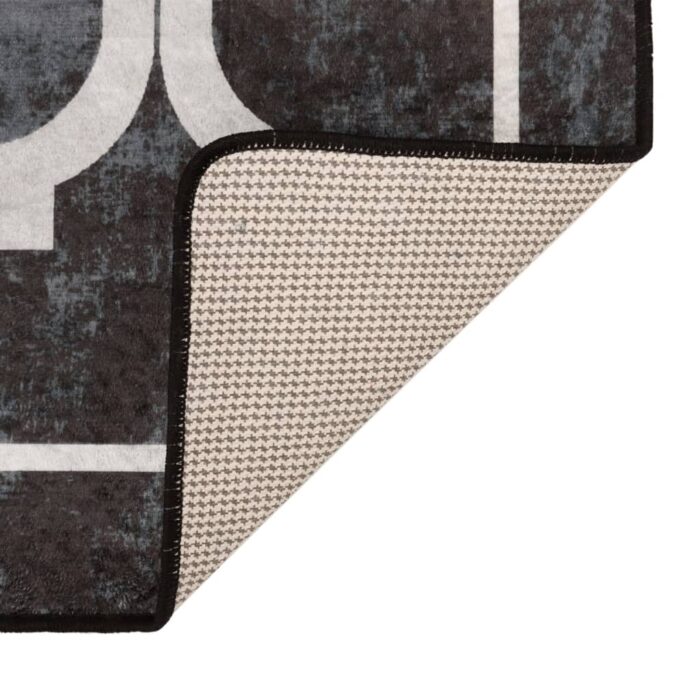 Tapis lavable noir et blanc 80x300 cm antidérapant – Image 2