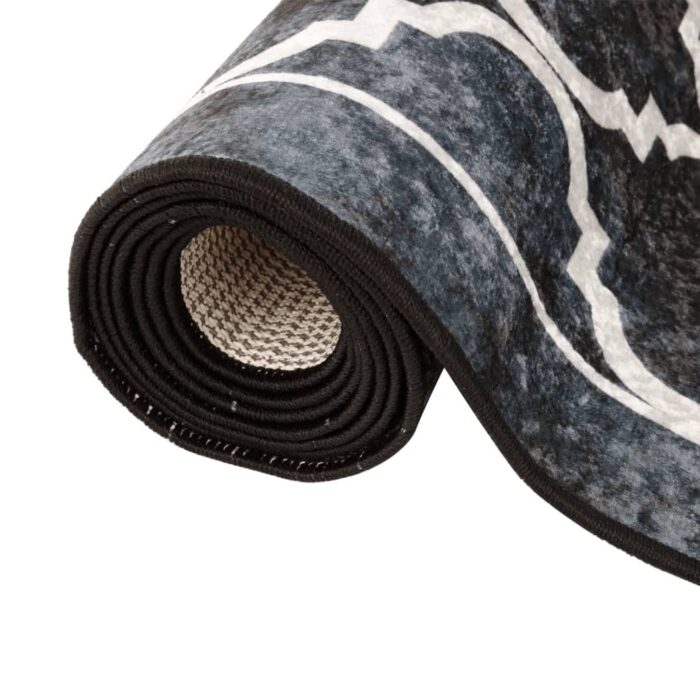 Tapis lavable noir et blanc 80x300 cm antidérapant – Image 3