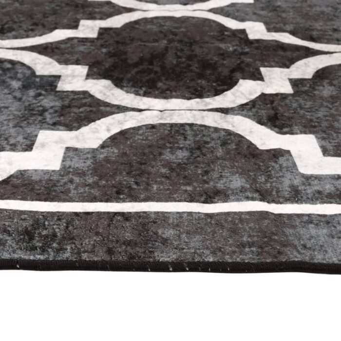 Tapis lavable noir et blanc 80x300 cm antidérapant – Image 4