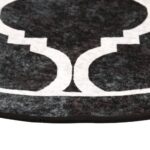 Tapis lavable noir et blanc Ø 120 cm antidérapant – Image 2