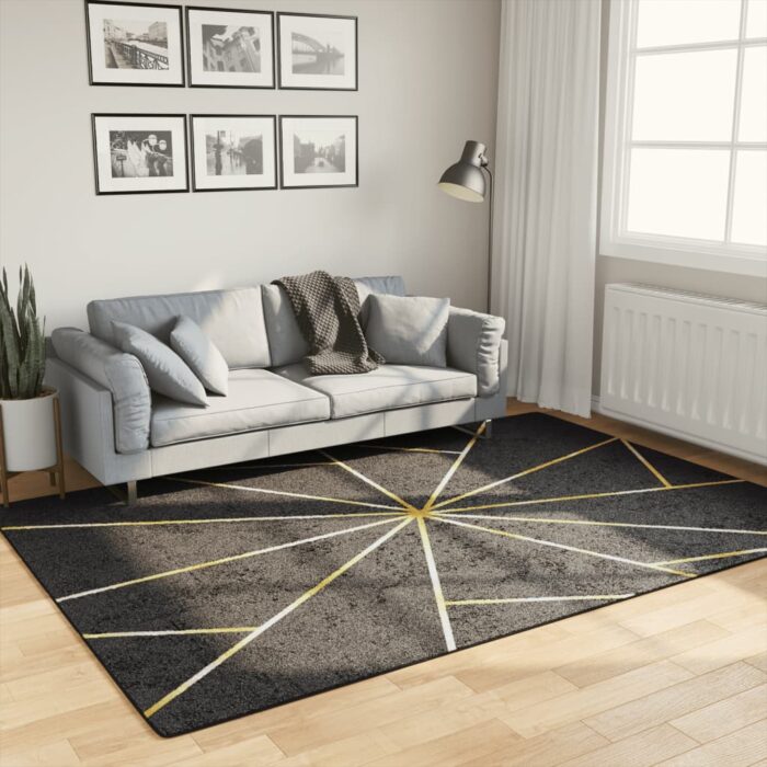Tapis lavable noir et doré 160x230 cm antidérapant – Image 1