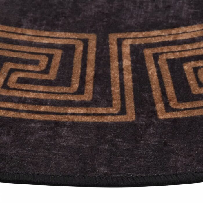 Tapis lavable noir et doré Ø 200 cm antidérapant – Image 2