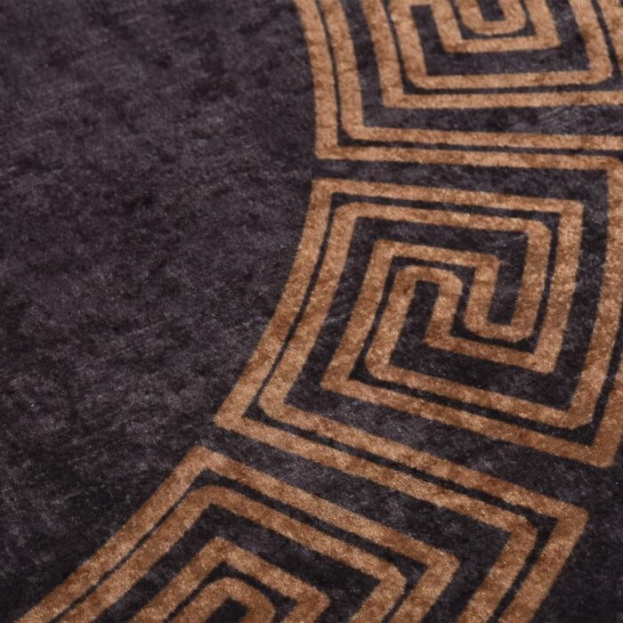 Tapis lavable noir et doré Ø 200 cm antidérapant – Image 3