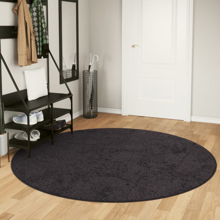Tapis lavable anthracite Ø 200 cm antidérapant – Image 1