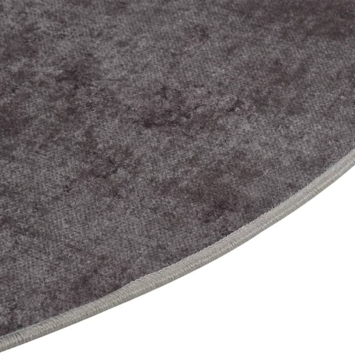 Tapis lavable gris Ø 200 cm antidérapant – Image 2