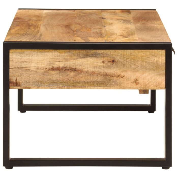 Table basse 100x54x40 cm bois de manguier solide et fer – Image 3
