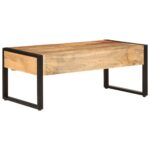 Table basse 100x54x40 cm bois de manguier solide et fer – Image 4