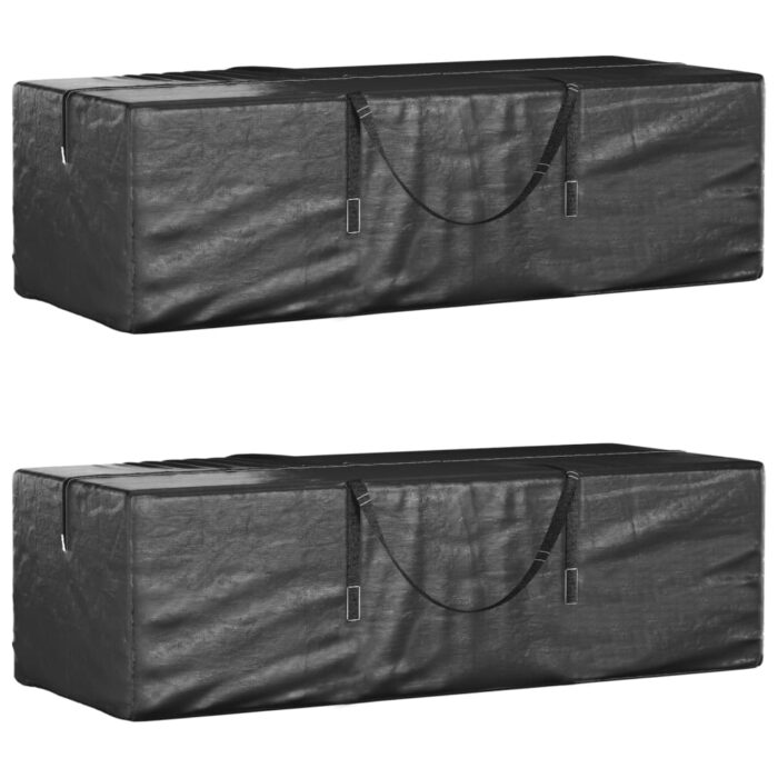 Sacs de rangement pour sapin de Noël 2 pcs noir polyéthylène – Image 1
