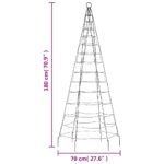 Sapin de Noël à LED sur mât de drapeau 200 LED blanc 180 cm – Image 9