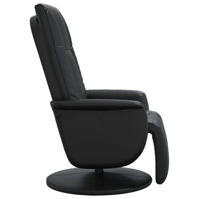 Fauteuil inclinable avec repose-pieds noir similicuir – Image 2