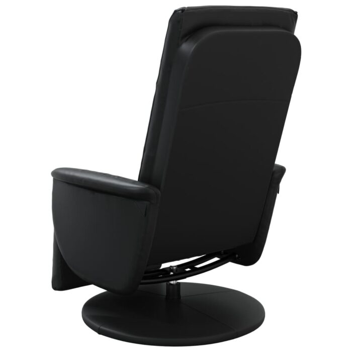 Fauteuil inclinable avec repose-pieds noir similicuir – Image 3