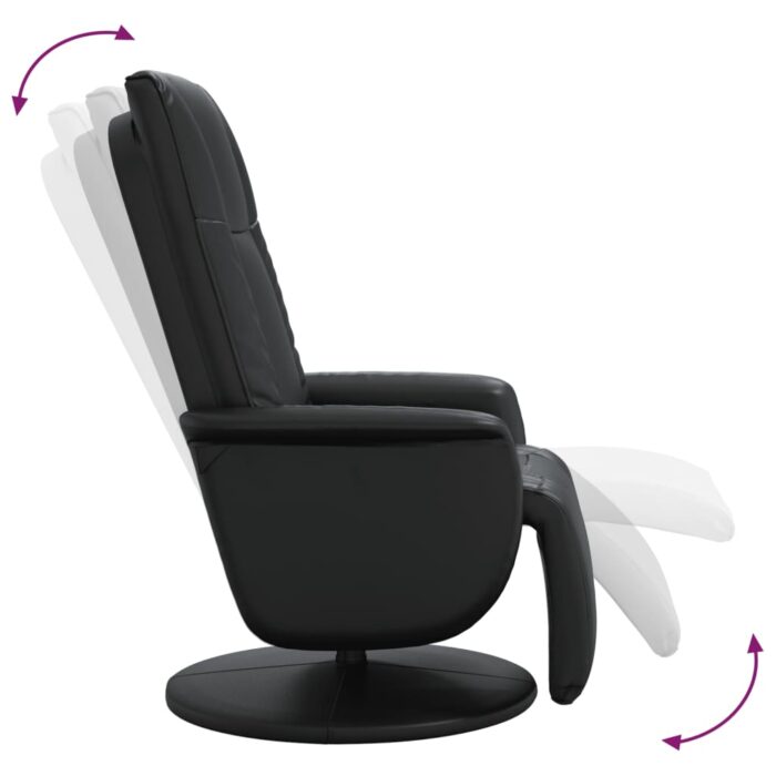 Fauteuil inclinable avec repose-pieds noir similicuir – Image 4