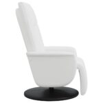Fauteuil inclinable avec repose-pieds blanc similicuir – Image 2