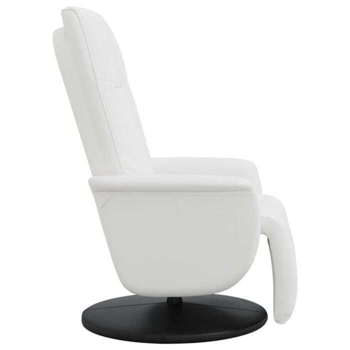 Fauteuil inclinable avec repose-pieds blanc similicuir – Image 2