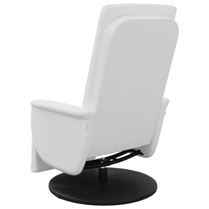 Fauteuil inclinable avec repose-pieds blanc similicuir – Image 3