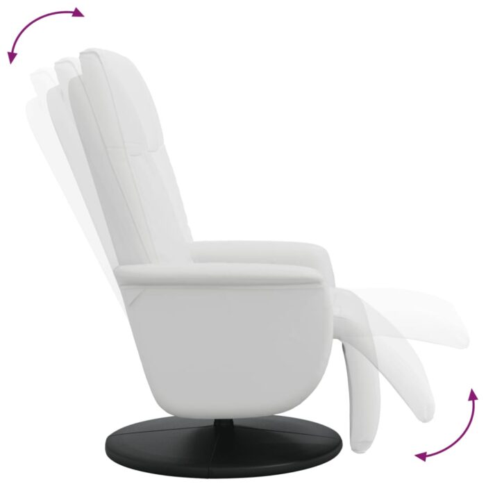 Fauteuil inclinable avec repose-pieds blanc similicuir – Image 4