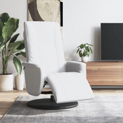Fauteuil inclinable avec repose-pieds blanc similicuir