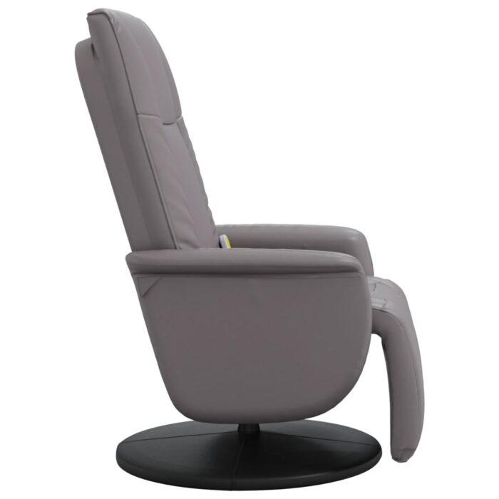 Fauteuil inclinable de massage repose-pieds gris similicuir – Image 2