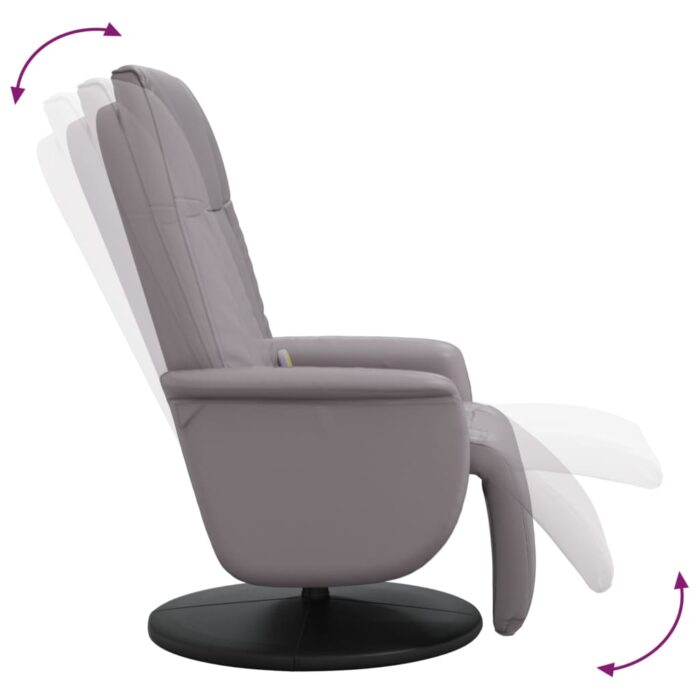 Fauteuil inclinable de massage repose-pieds gris similicuir – Image 4