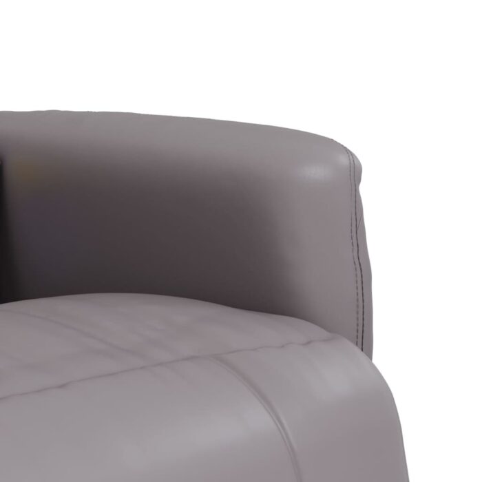 Fauteuil inclinable de massage repose-pieds gris similicuir – Image 7