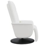 Fauteuil inclinable de massage repose-pieds blanc similicuir – Image 2