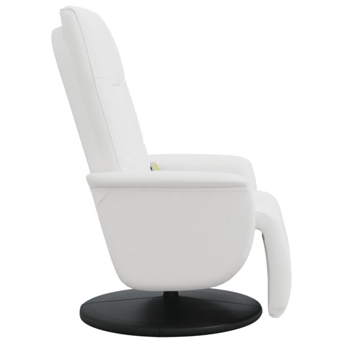 Fauteuil inclinable de massage repose-pieds blanc similicuir – Image 2