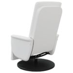 Fauteuil inclinable de massage repose-pieds blanc similicuir – Image 3
