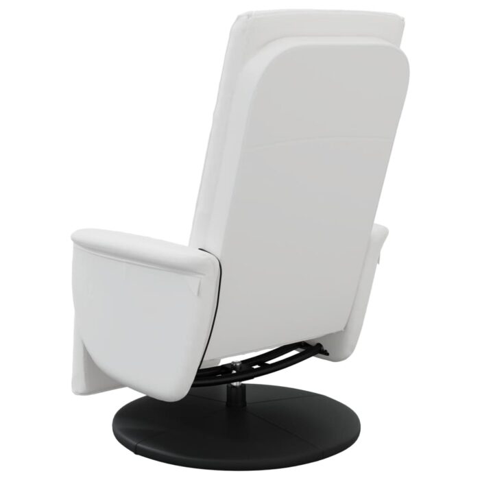 Fauteuil inclinable de massage repose-pieds blanc similicuir – Image 3