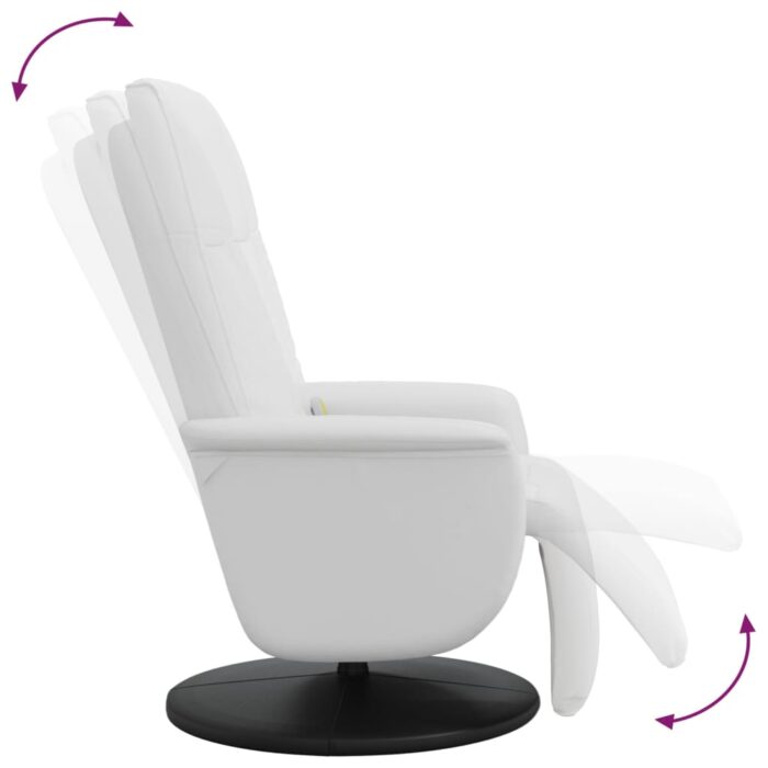 Fauteuil inclinable de massage repose-pieds blanc similicuir – Image 4