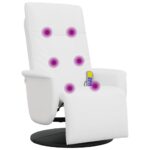 Fauteuil inclinable de massage repose-pieds blanc similicuir – Image 5