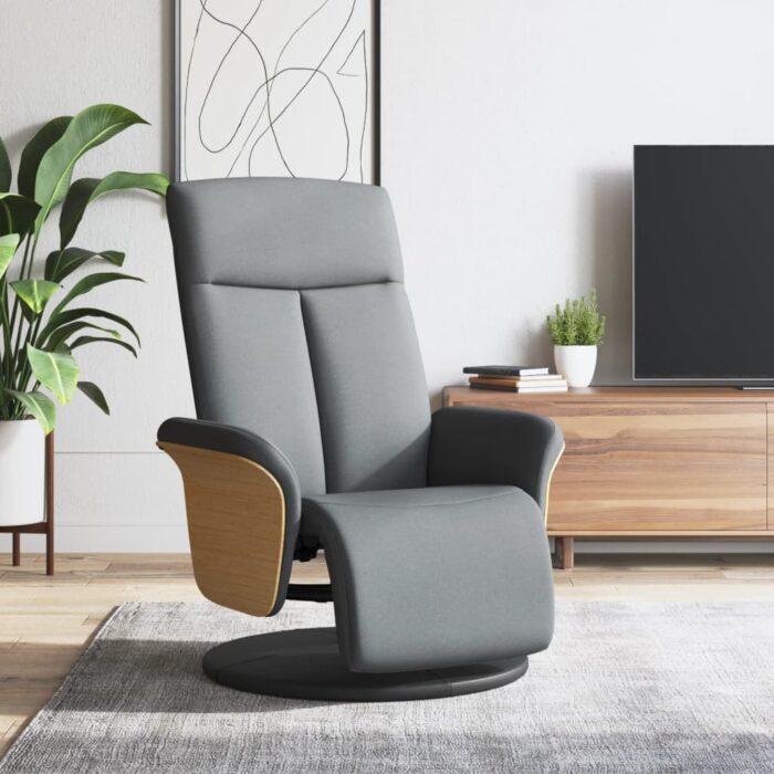 Fauteuil inclinable avec repose-pieds gris clair tissu – Image 1