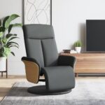 Fauteuil inclinable avec repose-pieds gris foncé tissu