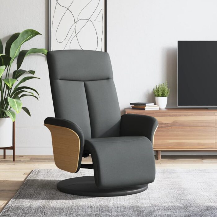 Fauteuil inclinable avec repose-pieds gris foncé tissu – Image 1