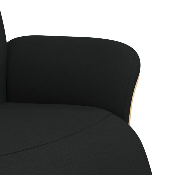 Fauteuil inclinable avec repose-pieds noir tissu – Image 4