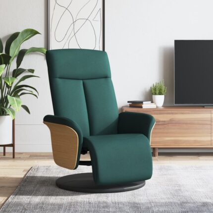 Fauteuil inclinable avec repose-pieds vert foncé tissu