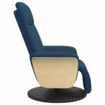 Fauteuil inclinable avec repose-pieds bleu tissu – Image 2