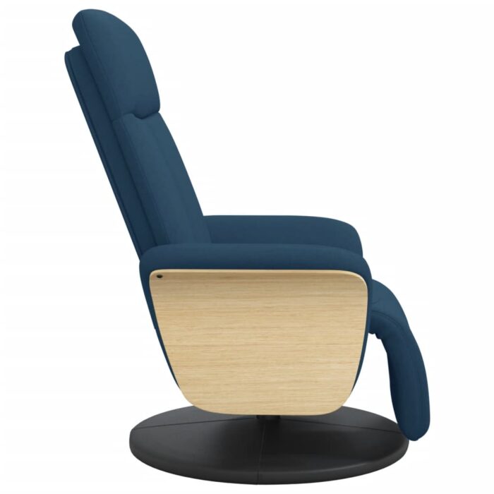 Fauteuil inclinable avec repose-pieds bleu tissu – Image 2