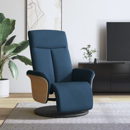 Fauteuil inclinable avec repose-pieds bleu tissu