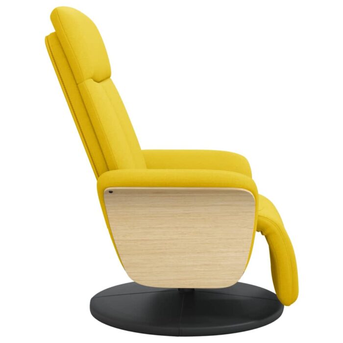 Fauteuil inclinable avec repose-pieds jaune clair tissu – Image 2