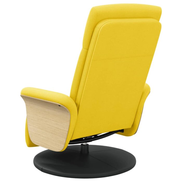 Fauteuil inclinable avec repose-pieds jaune clair tissu – Image 3