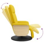 Fauteuil inclinable avec repose-pieds jaune clair tissu – Image 5