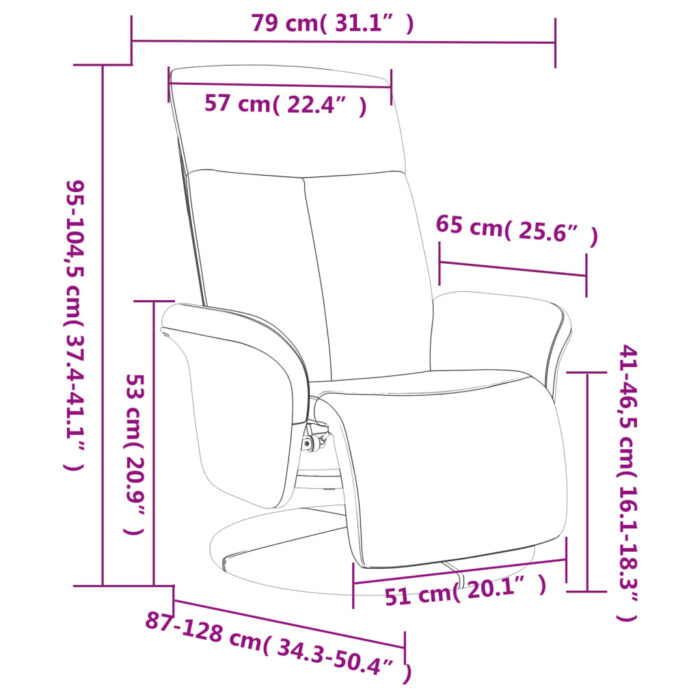 Fauteuil inclinable avec repose-pieds jaune clair tissu – Image 7