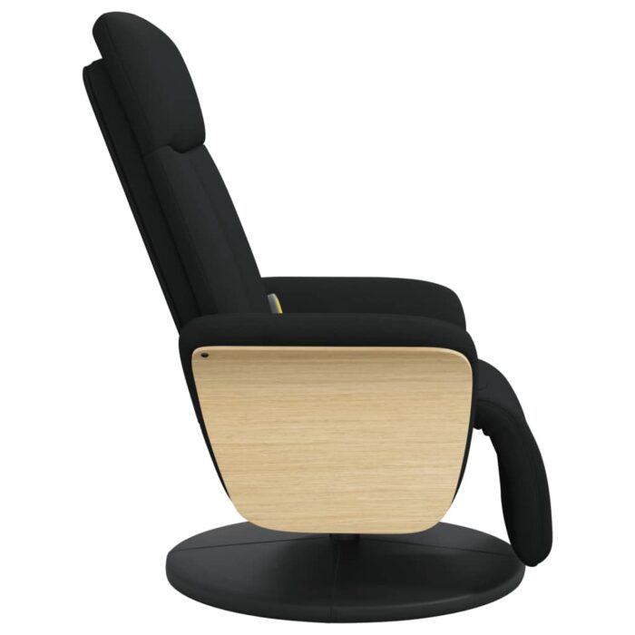 Fauteuil inclinable de massage avec repose-pieds noir tissu – Image 2