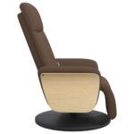 Fauteuil inclinable de massage avec repose-pieds marron tissu – Image 2