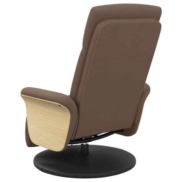 Fauteuil inclinable de massage avec repose-pieds marron tissu – Image 3
