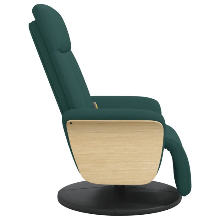 Fauteuil inclinable de massage et repose-pieds vert foncé tissu – Image 2