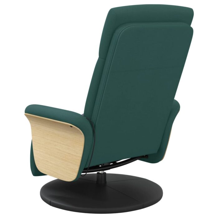 Fauteuil inclinable de massage et repose-pieds vert foncé tissu – Image 3