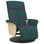 Fauteuil inclinable de massage et repose-pieds vert foncé tissu – Image 5