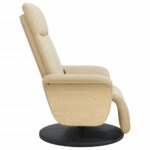 Fauteuil inclinable de massage avec repose-pieds crème tissu – Image 2