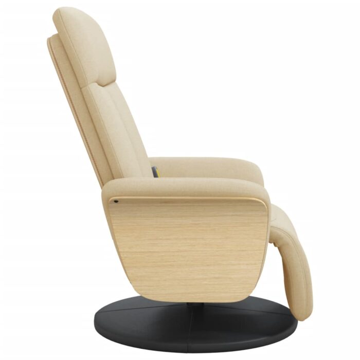 Fauteuil inclinable de massage avec repose-pieds crème tissu – Image 2